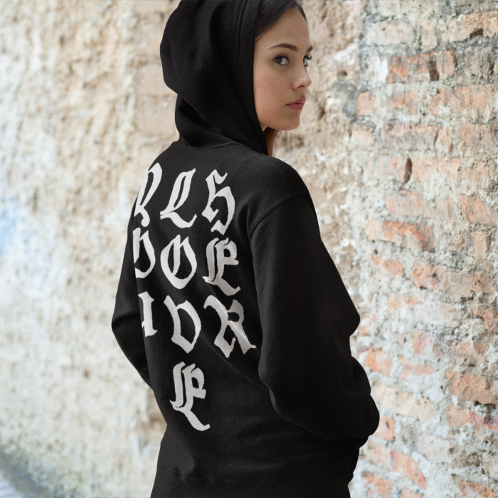 YOU LOVE HER x Old English Logo Unisex Zip Hoodie YOU LOVE HER x Old English Logo Unisex Zip Hoodie
