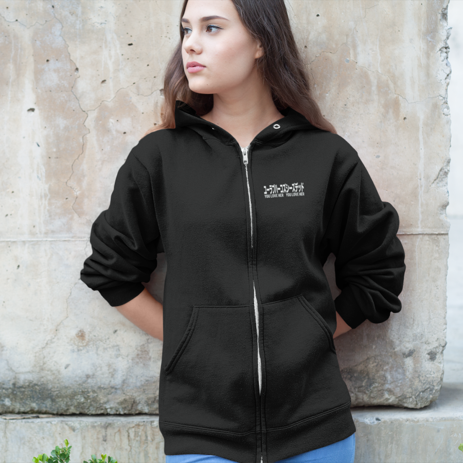 YOU LOVE HER x First Album Tokyo Edit Unisex Zip-up Hoodie