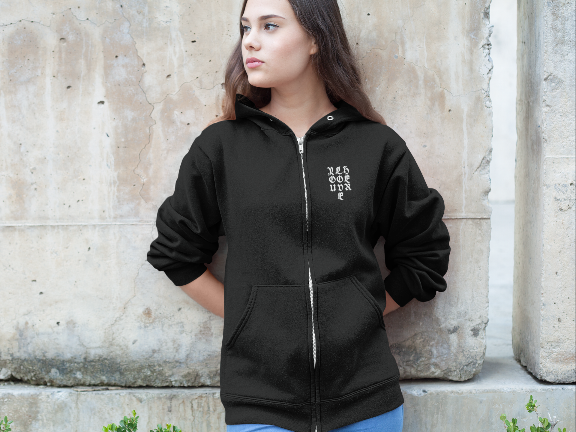YOU LOVE HER x Old English Logo Unisex heavy blend zip hoodie