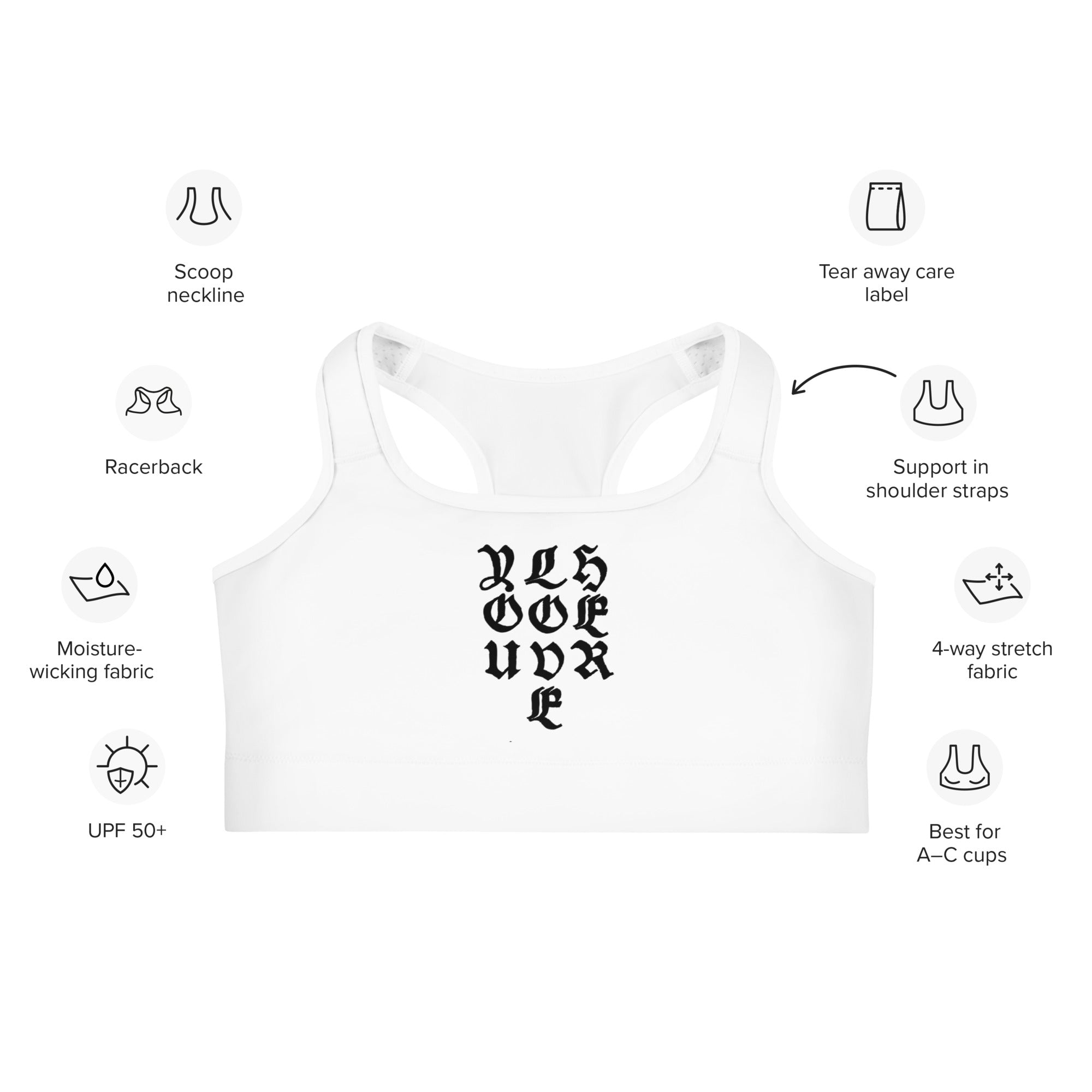 YOU LOVE HER - OLD ENGLISH LOGO SPORTS BRA