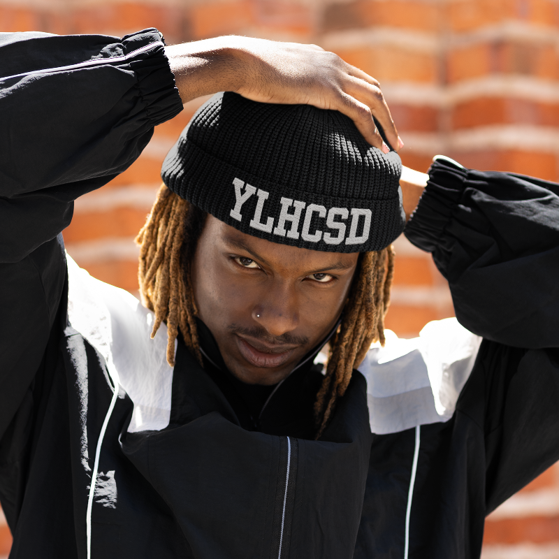 YLHCSD Silver Grey Black 3D Puff Embroidered Beanie