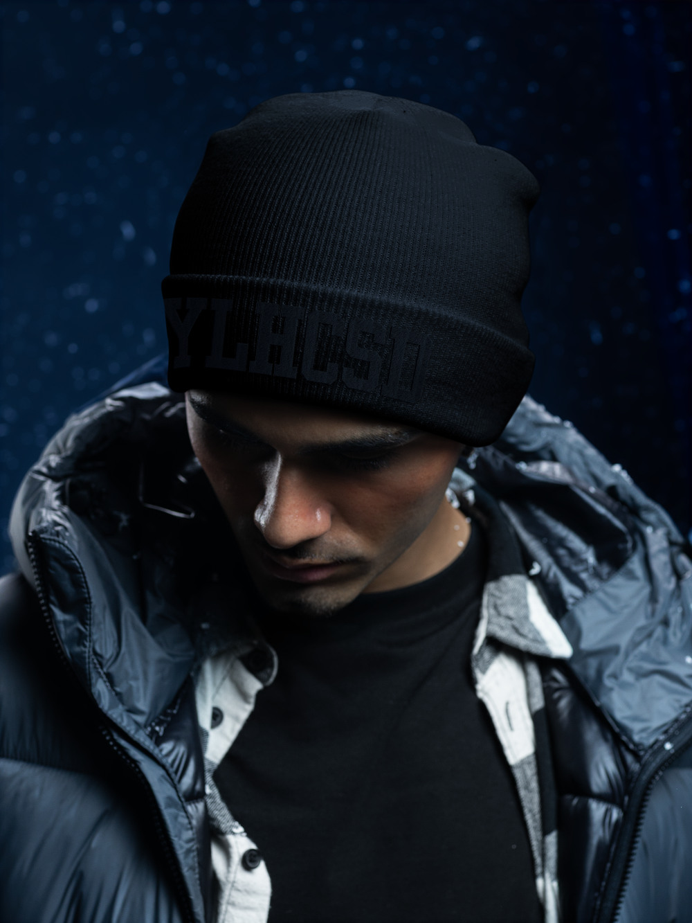 YLHCSD Blacked-out 3D Puff Embroidered Beanie