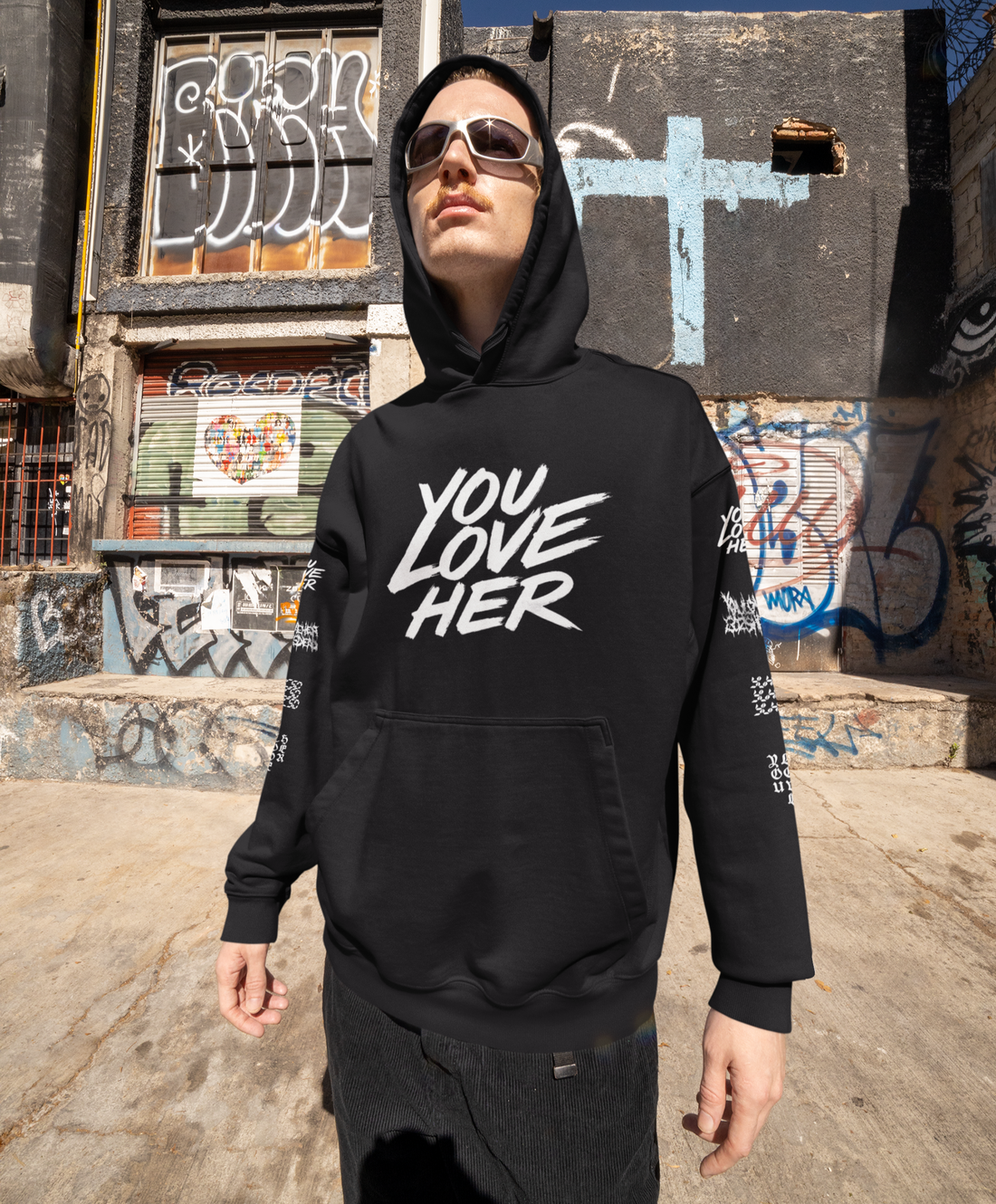 YOU LOVE HER Logos &amp; Sleeves Hoodie